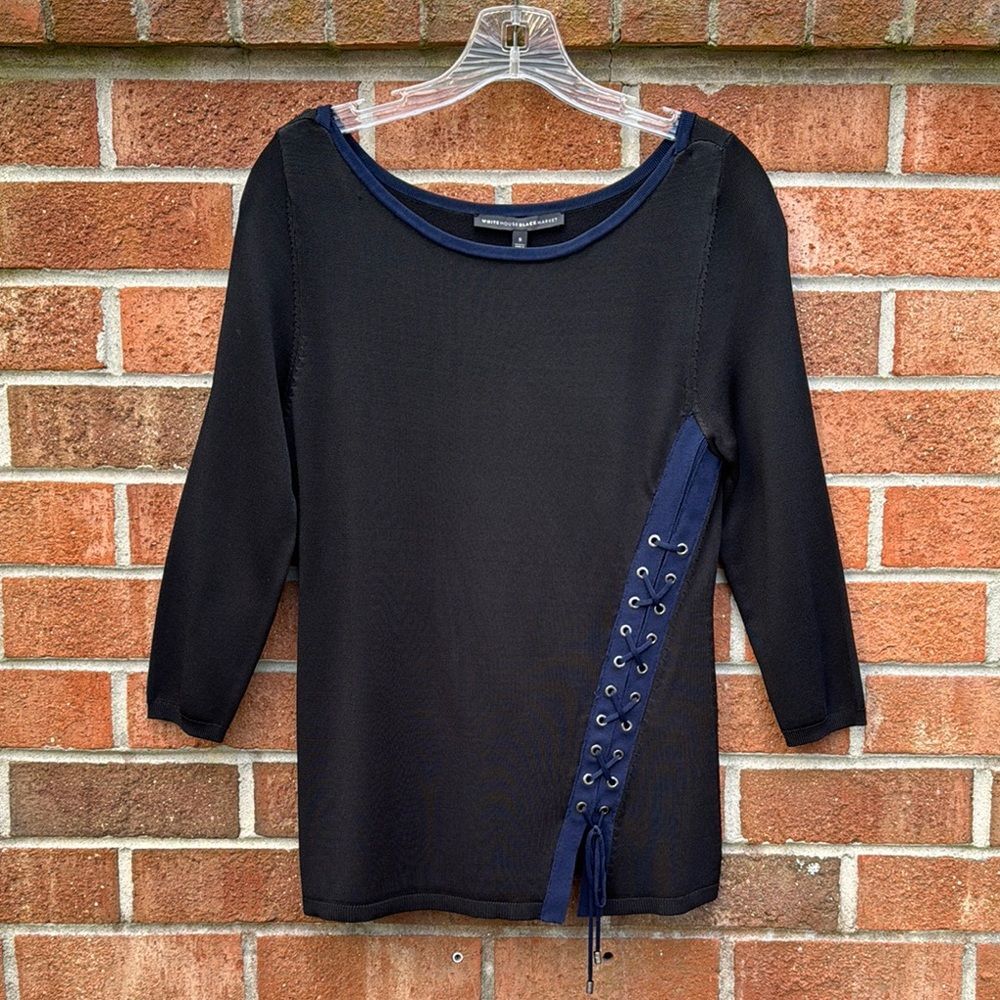 White House Black Market 3/4 Sleeve Tie Front Sweater Top sz Small